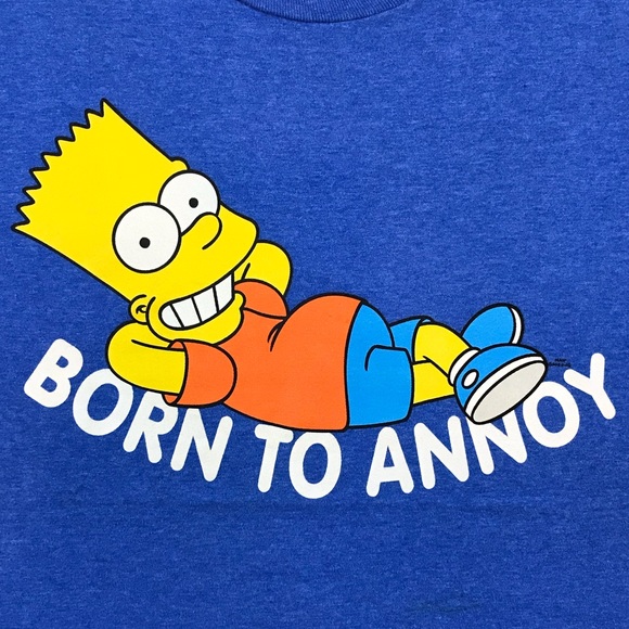 The Simpson’s Bart Simpson Born To Annoy Boys Cartoon Show Blue T-Shirt Size L - Picture 3 of 8